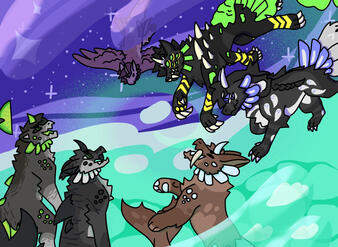 6 Fullbodies, cell shaded, normal bg- $19.25